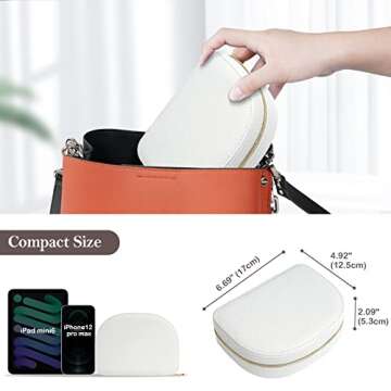 ProCase Travel Size Jewelry Box, Small Portable Seashell-Shaped Jewelry Case, 2 Layer Mini Jewelry Organizer in PU Leather for Women -White