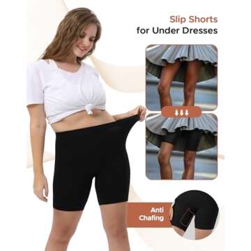 INNERSY Women's Slip Shorts for Under Dresses High Waisted Shorts 3-Pack(Black,Small)