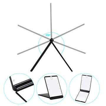 Feruaro Travel Mirror, Portable LED Lighted Makeup Mirror with 8 Dimmable Led Lights, Touch Switch Travel Makeup Mirror with Light, Folding Compact Mirror 1X & 2X Magnification Large Compact Mirror