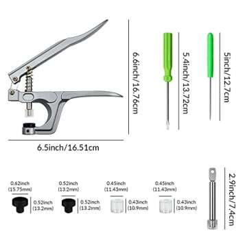 Snap Pliers for Crafts Clothing, Hand-held Pliers Tool for Snaps Buttons, No-Sew Button Snap Fastener Press Attacher Punch for T3 T5 T8 Snaps