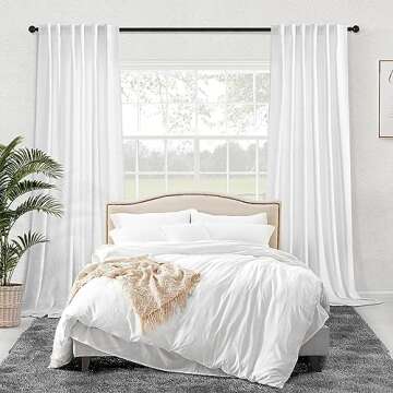 Stylish White Linen Back Tab Curtains for Home Decor