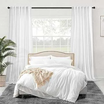 Stylish White Linen Back Tab Curtains for Home Decor