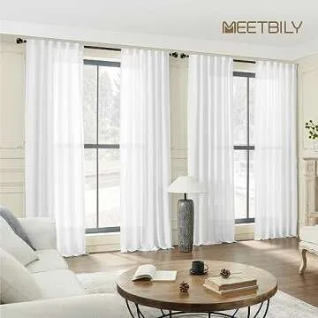 Stylish White Linen Back Tab Curtains for Home Decor