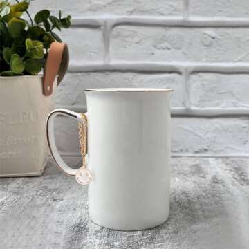 BOpusail Charm Accessories for Stanley Cup White Smile Face Pattern Mug Charms Adjustable Length Chain with Locking Clasp Stanley Tumblers Water Bottle Pendant Cup Handle Identification Handle Decor