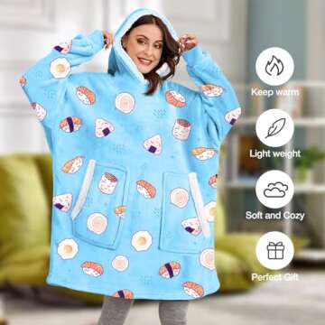 BINSUNS Cozy Oversized Wearable Hoodie Blanket for All Ages