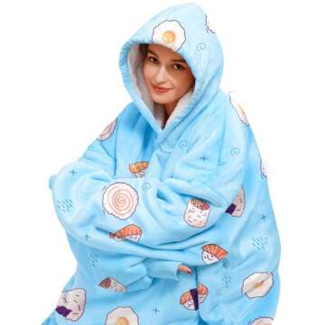 BINSUNS Cozy Oversized Wearable Hoodie Blanket for All Ages