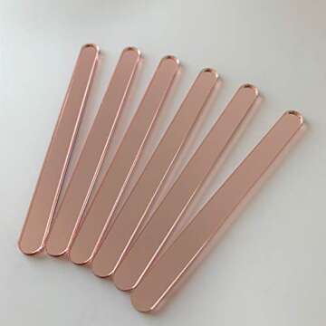 Set of 30 Reusable Acrylic Cakesicle Sticks, Gold Mirror Popsicle Sticks for Party Favors (Rose Gold Mirror)