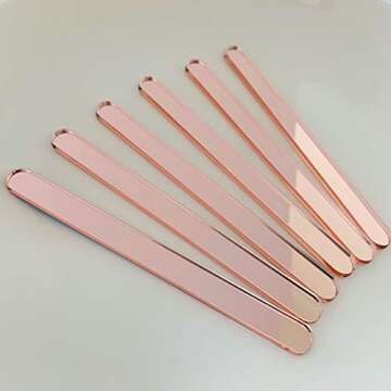 Set of 30 Reusable Acrylic Cakesicle Sticks, Gold Mirror Popsicle Sticks for Party Favors (Rose Gold Mirror)