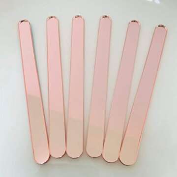 Set of 30 Reusable Acrylic Cakesicle Sticks, Gold Mirror Popsicle Sticks for Party Favors (Rose Gold Mirror)