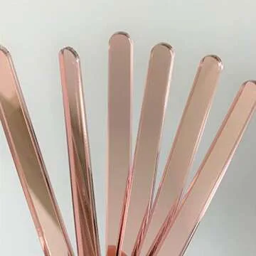 Set of 30 Reusable Acrylic Cakesicle Sticks, Gold Mirror Popsicle Sticks for Party Favors (Rose Gold Mirror)
