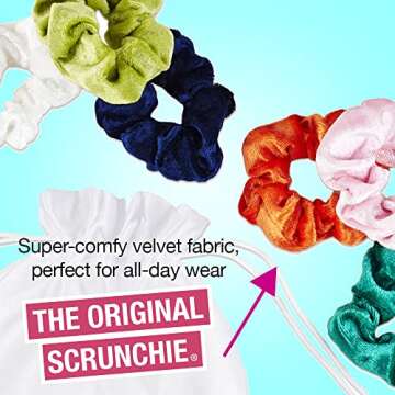 Conair Scunci The Original Velvet Scrunchie for Women and Girls, Assorted Colors, 20 Count