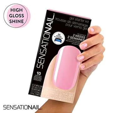SensatioNail Gel Nail Polish Starter Kit, Pink Chiffon – At-Home Gel Nail Kit with Everything Needed for 10 Manicures – Lasts up to 2 Weeks – Includes an LED Nail Lamp for Glossy, Long-Lasting Finish