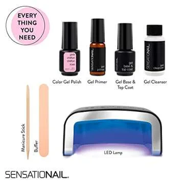 SensatioNail Gel Nail Polish Starter Kit, Pink Chiffon – At-Home Gel Nail Kit with Everything Needed for 10 Manicures – Lasts up to 2 Weeks – Includes an LED Nail Lamp for Glossy, Long-Lasting Finish