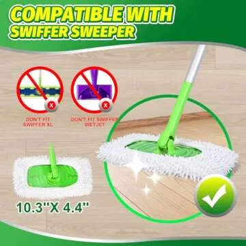 Yicotira 4 Pack Reusable Microfiber Mop Pads Compatible with Swiffer Sweeper - Dry Sweeping Cloths &...