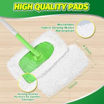 Yicotira Reusable Microfiber Mop Pads for Swiffer Sweeper