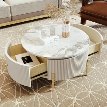 Elegant Round Coffee Table with Storage for Living Room
