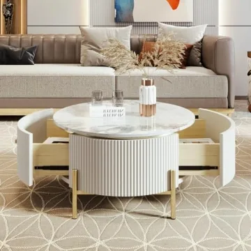 Elegant Round Coffee Table with Storage for Living Room