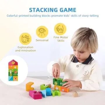OOOK Montessori Toys for 1 2 Year Old, 7 in 1 Learning Educational Wooden Toys Set (Includes Shape Sorting Box, Jigsaw Puzzle, Stacking Game, Busy Toy, Twisting Cube and More)