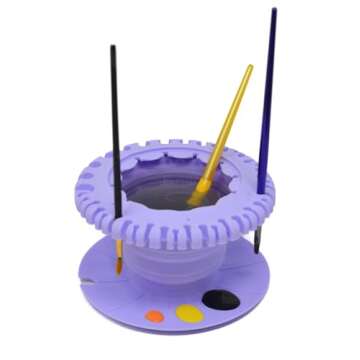 Collapsibowl Paint Brush Cleaner Rinse Cup (All-in-One) Fine Art, Studio, Classroom | Brushes Holder & Silicone Cleaning System for Acrylic, Watercolor, and Water-Based Mediums (Lavender)