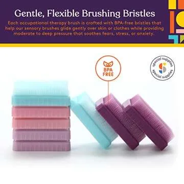 Special Supplies Sensory Brush Therapressure Therapy Brush for Occupational and Sensory Brushing, Stimulating, Calming Tools for Kids and Adults, Soft Flexible Bristles, Latex Free (Unicorn 8-Pack)