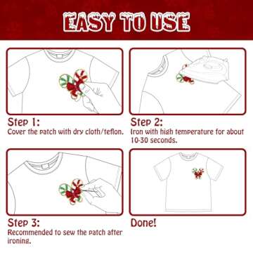 Kirako Christmas Chenille Patches Set - 8 Decorative Appliques