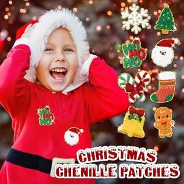 Kirako Christmas Chenille Patches Set - 8 Decorative Appliques