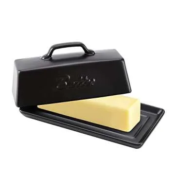Bruntmor Ceramic Butter Dish with Lid and Handle Storage
