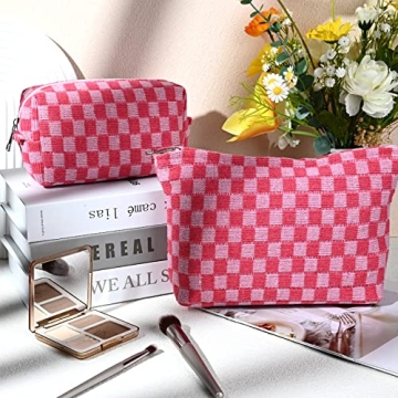 Checkered Makeup Bag Set for Travel - SOIDRAM