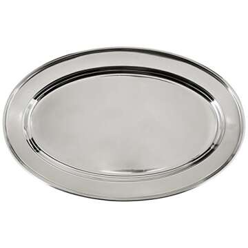 Winco OPL-14 Stainless Steel Oval Platter, 14-Inch by 8.75-Inch