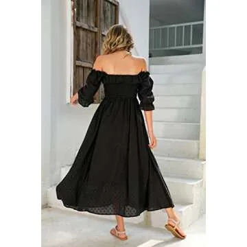 R.Vivimos Women Summer Half Sleeve Cotton Ruffled Vintage Elegant Backless A Line Flowy Long Dresses...