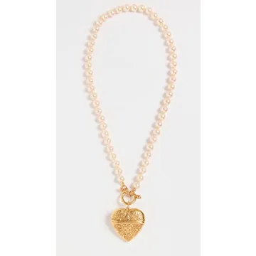 Elegant Gold Heart Locket Necklace with Pearls - Felicity Necklace