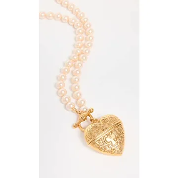 Elegant Gold Heart Locket Necklace with Pearls - Felicity Necklace