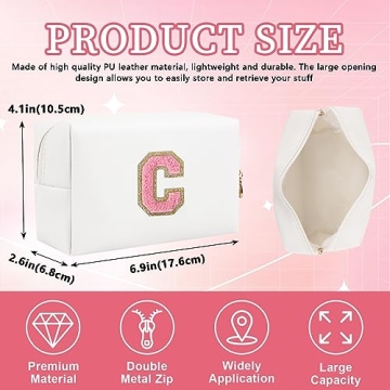 Personalized Initial Letter Patch Makeup Bag - Stylish, Waterproof, and Unique!