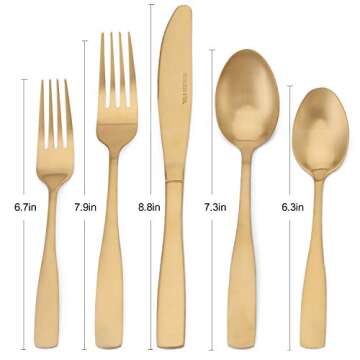 Matte Gold Silverware Set, 20-Piece Stainless Steel Flatware set, Tableware Cutlery Set Service for ...