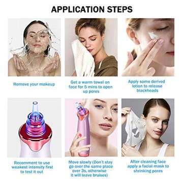 Blackhead Remover Pore Vacuum Electric Facial Acne Pimple Suction Vaccumm Removal Extractor Rechargeable with 5 Probes for Women Men Face Nose Black-Head White-Head Comedone