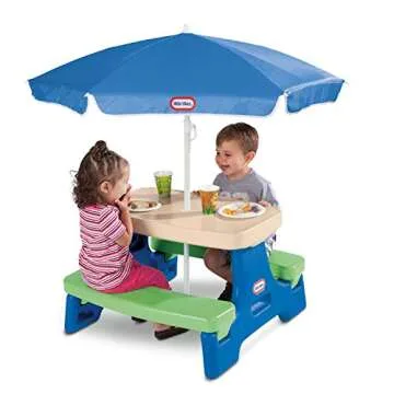 Little Tikes Easy Store Jr. Picnic Table with Umbrella - Blue / Green