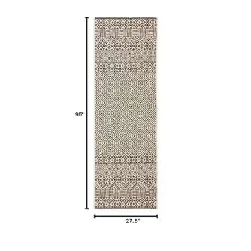 SAFAVIEH Courtyard Collection Runner Rug - 2'3" x 8', Beige & Black, Moroccan Design, Non-Shedding &...