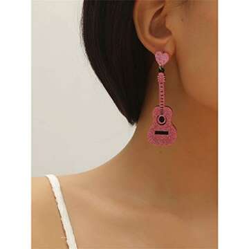 GUOXIAOMEI Guitar Dangle Earrings for Music Lovers