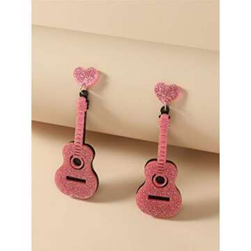 GUOXIAOMEI Guitar Dangle Earrings for Music Lovers