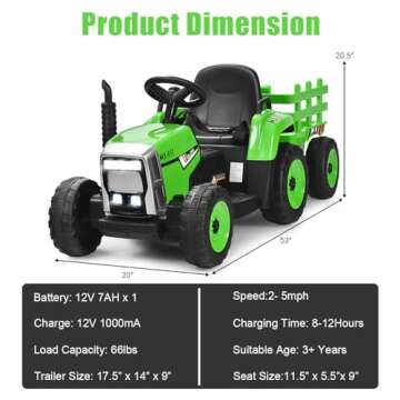 Costzon Ride on Tractor with Remote Control & Trailer