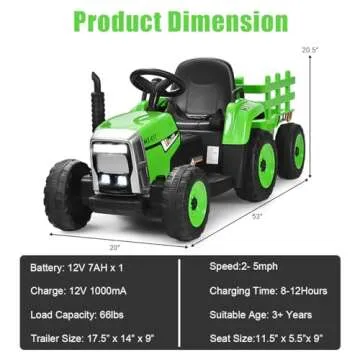 Costzon Ride on Tractor with Remote Control & Trailer