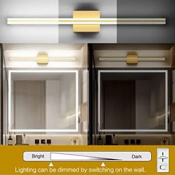 SOLFART Dimmable Bathroom Vanity Light Fixtures Over Mirror Modern LED Vanity Light Fixtures 31.9 Inch Golden Led Lights