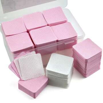 2000PCS Lint Free Nail Wipes Pink- Non-Woven Soft Nail Polish Remover Pads - Lint Free Wipes for Nai...