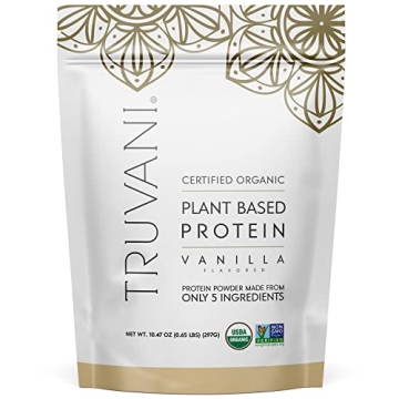 Truvani Vegan Pea Protein Powder | Vanilla Flavor | 20g Organic Plant Based Protein for Fitness & Nu...