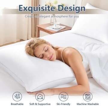 CozyLux Pillows Queen Size Set of 2, Hotel Quality Bed Pillows for Sleeping 2 Pack, Cooling Pillows ...