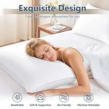 CozyLux Pillows Queen Size Set of 2, Hotel Quality Bed Pillows for Sleeping 2 Pack, Cooling Pillows ...