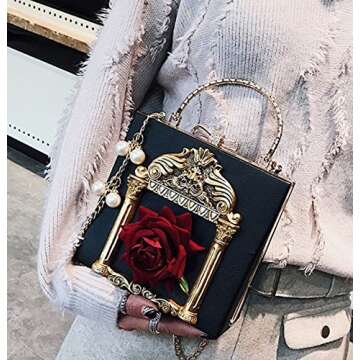 Nite closet Victorian Handbag Gothic Purses Lolita Shoulder Bag for Women Vintage Clutch (Black)