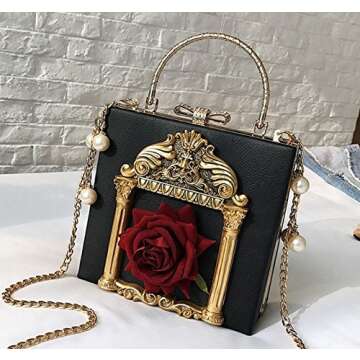 Nite closet Victorian Handbag Gothic Purses Lolita Shoulder Bag for Women Vintage Clutch (Black)