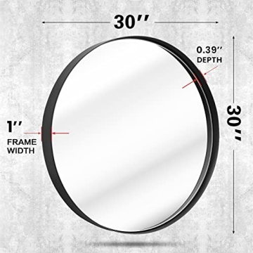 Modern 30x30 Black Round Wall Mirror for Any Room
