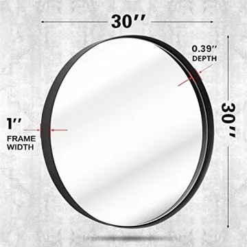 Modern 30x30 Black Round Wall Mirror for Any Room